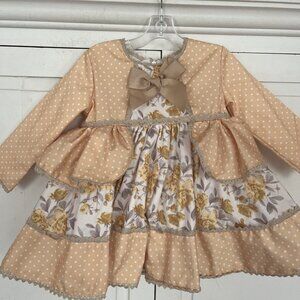 Baby Dress 2T / 90 Special Occasion Party polkadot floral Lace Frilly